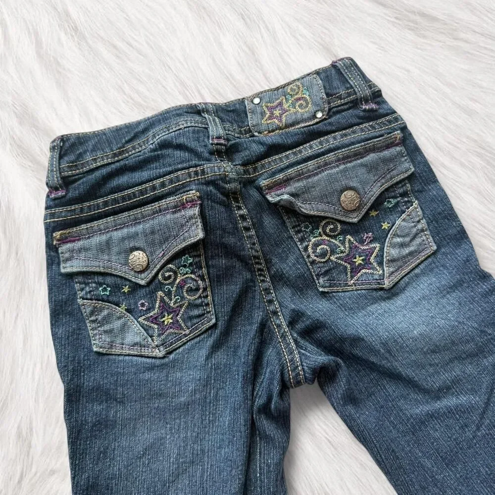 Y2K Kids embroidered low rise bootcut capri jeans | Lolita 90s Style| Size 6 - Picture 5 of 8